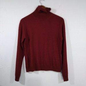 Brooks Brothers Burgandy Women Turtle Neck Merino Wool Long Sleeve Blouse Large
